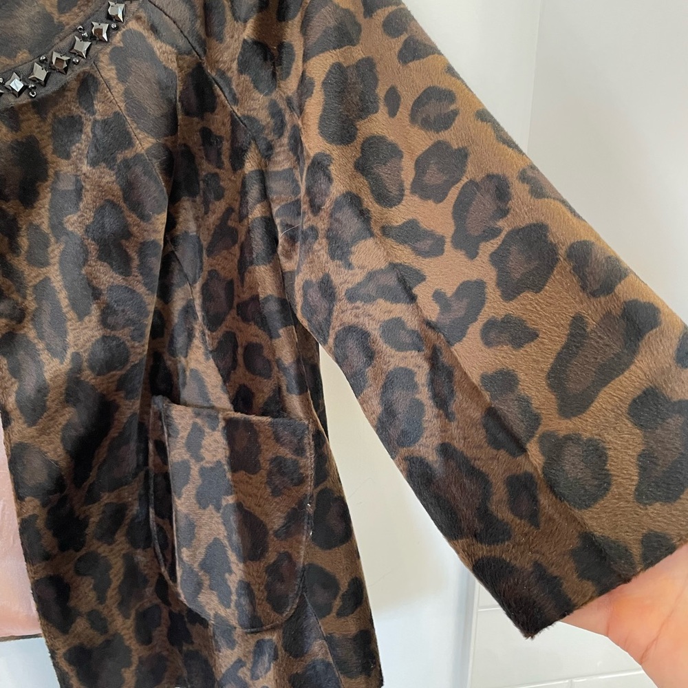 Leopard Print Cape Style Jacket With Bejeweled Ne… - image 5